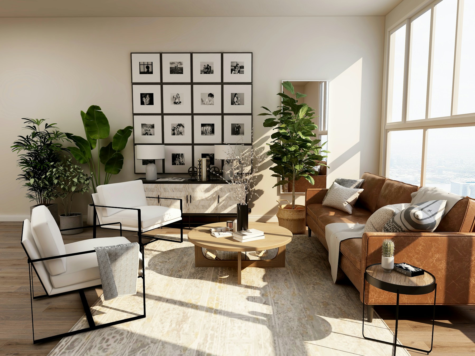 Hout van Vloeren interieur Lichte woonkamer met warme houttinten en een houten vloer